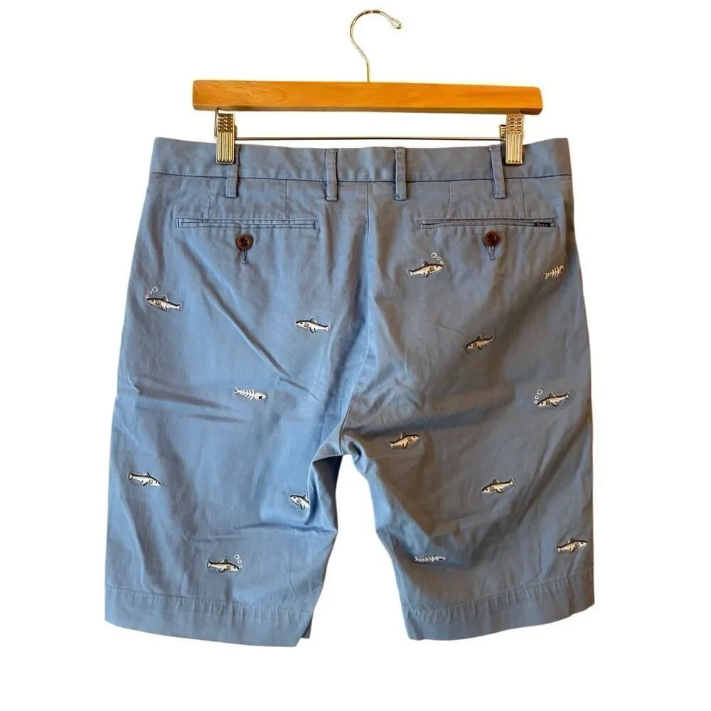 Polo Ralph Lauren Mens Stretch Classic Fit Chino Shorts 31 Embroidery Fish